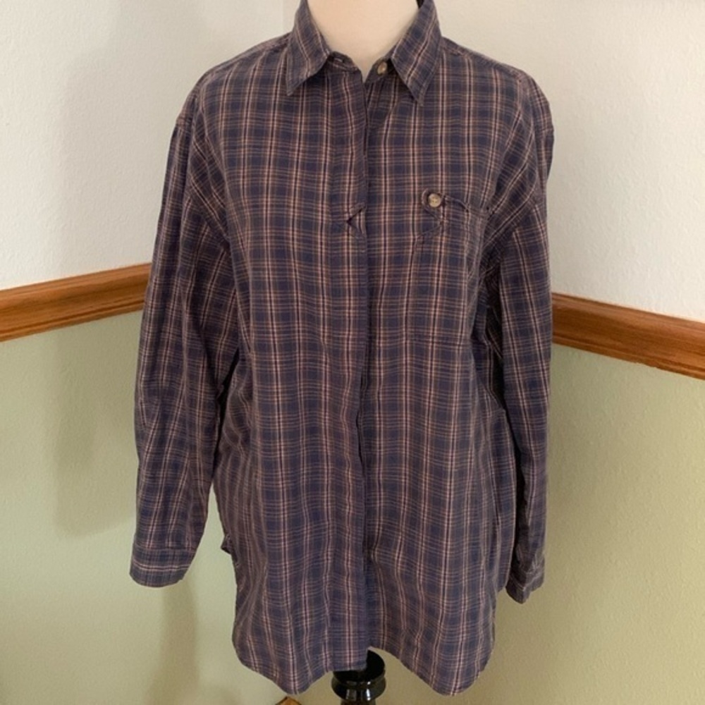 Rachel Brooke Western Plaid long sleeve button down shirt large